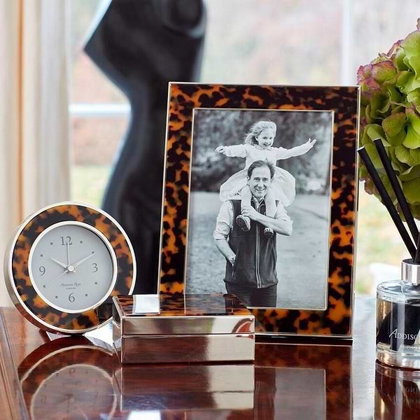 Tortoiseshell & Silver Silent Alarm Clock - Addison Ross Ltd UK