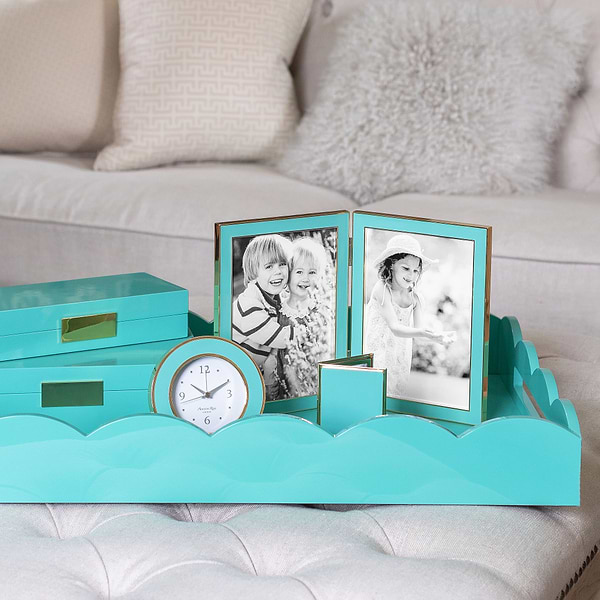 Turquoise Blue & Gold Alarm Clock - Addison Ross Ltd UK