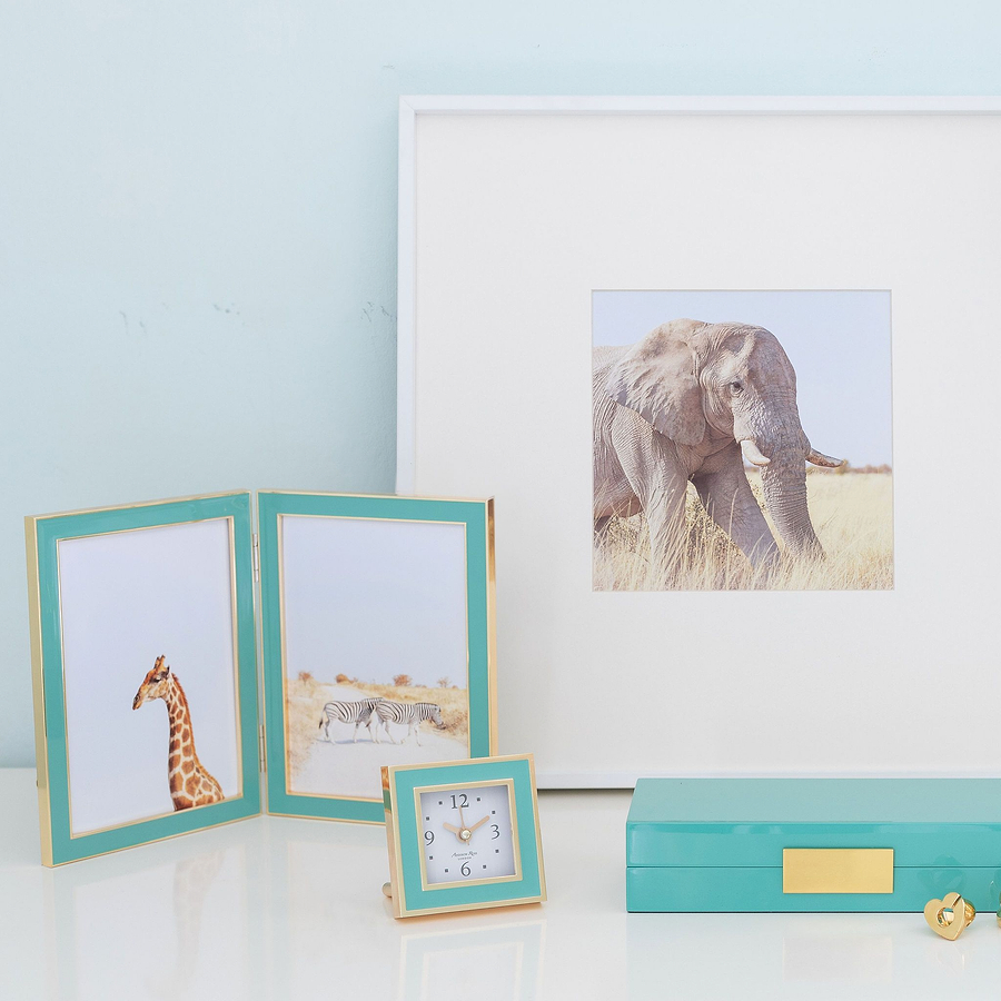 Turquoise & Gold Square Silent Alarm Clock - Addison Ross Ltd UK