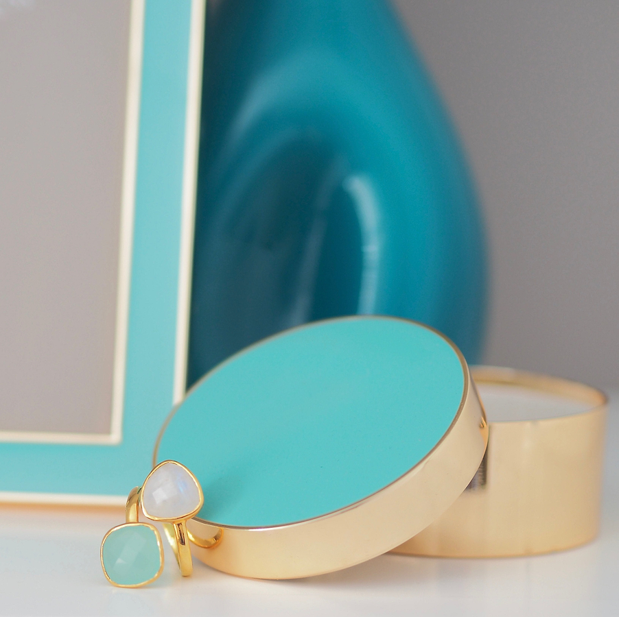 Turquoise & Gold Trinket Pot - Addison Ross Ltd UK