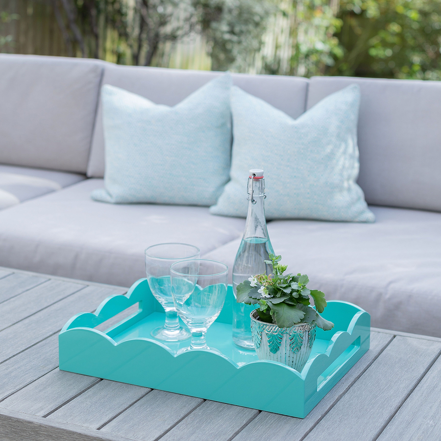 Turquoise Medium Lacquered Scallop Serving Tray - Addison Ross Ltd UK