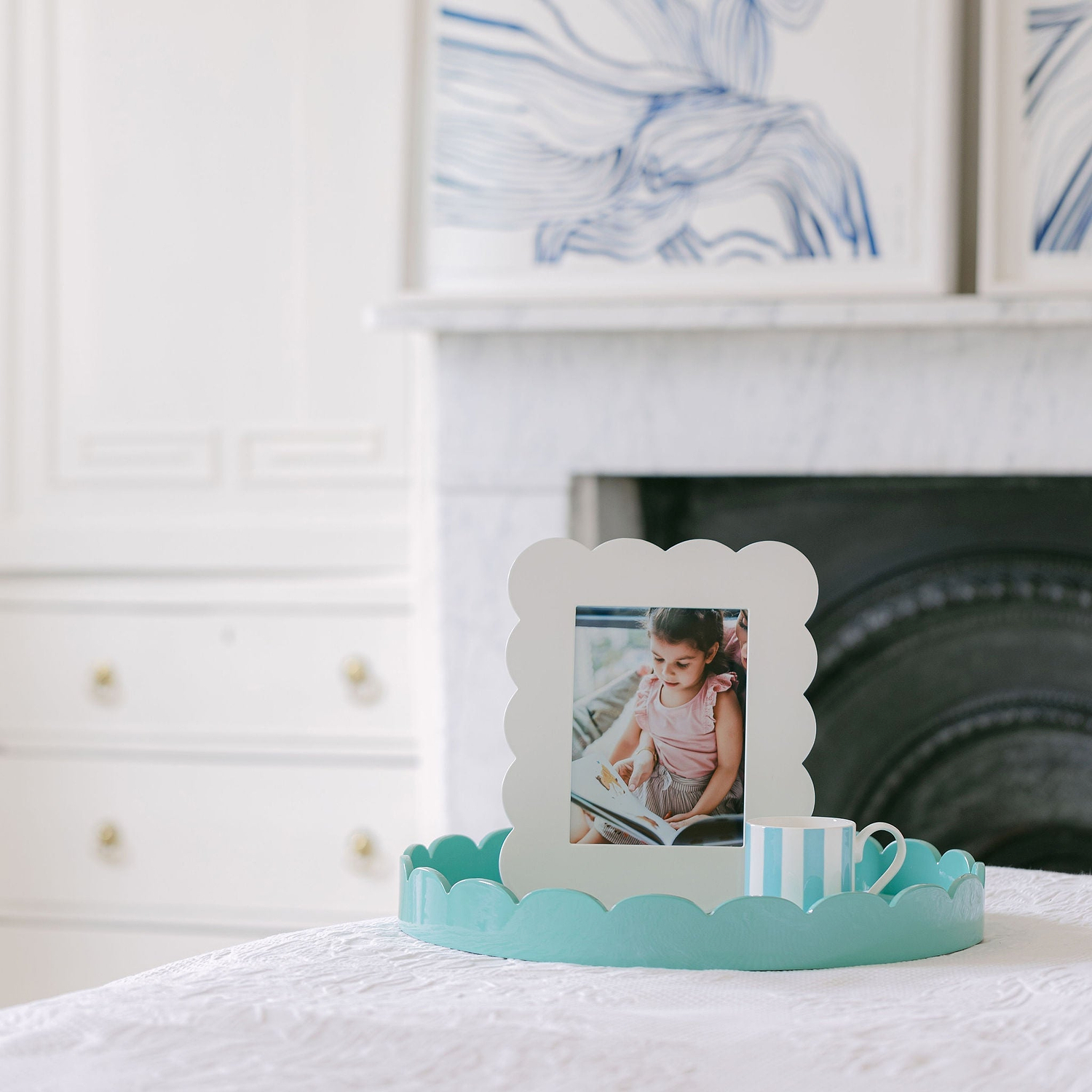 Turquoise Round Medium Lacquered Scallop Tray - Addison Ross Ltd UK