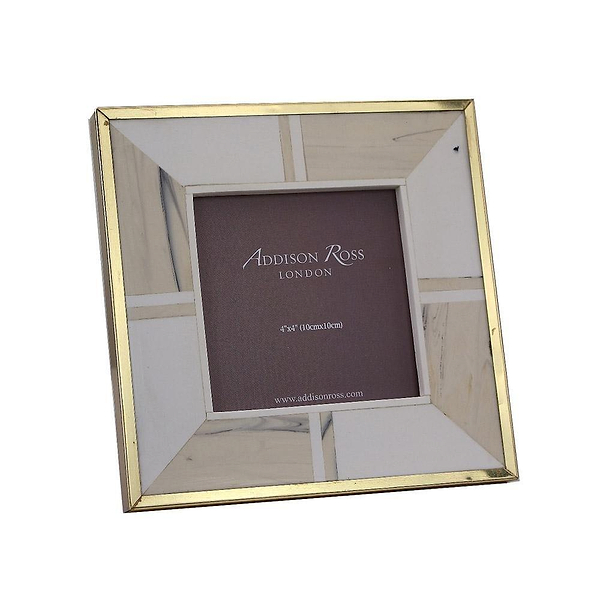 White Bone 3.4 x 3.4 Photo Frame With Brass Border