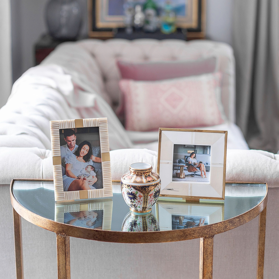 White Bone 4 x 4 Photo Frame With Brass Border - Addison Ross Ltd UK