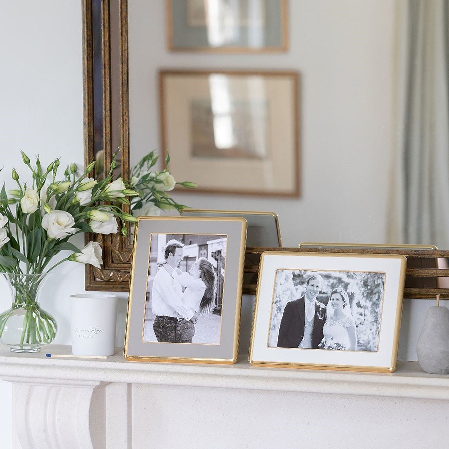 White Enamel & Gold Curve Frame - Addison Ross Ltd UK