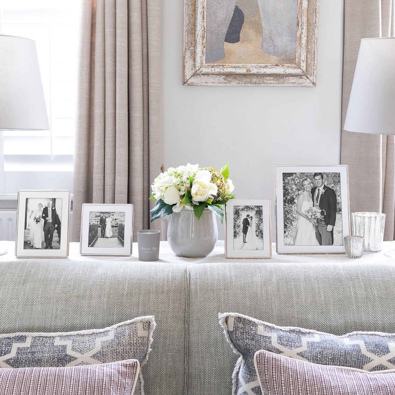 White Enamel & Silver Curve Frame - Addison Ross Ltd UK