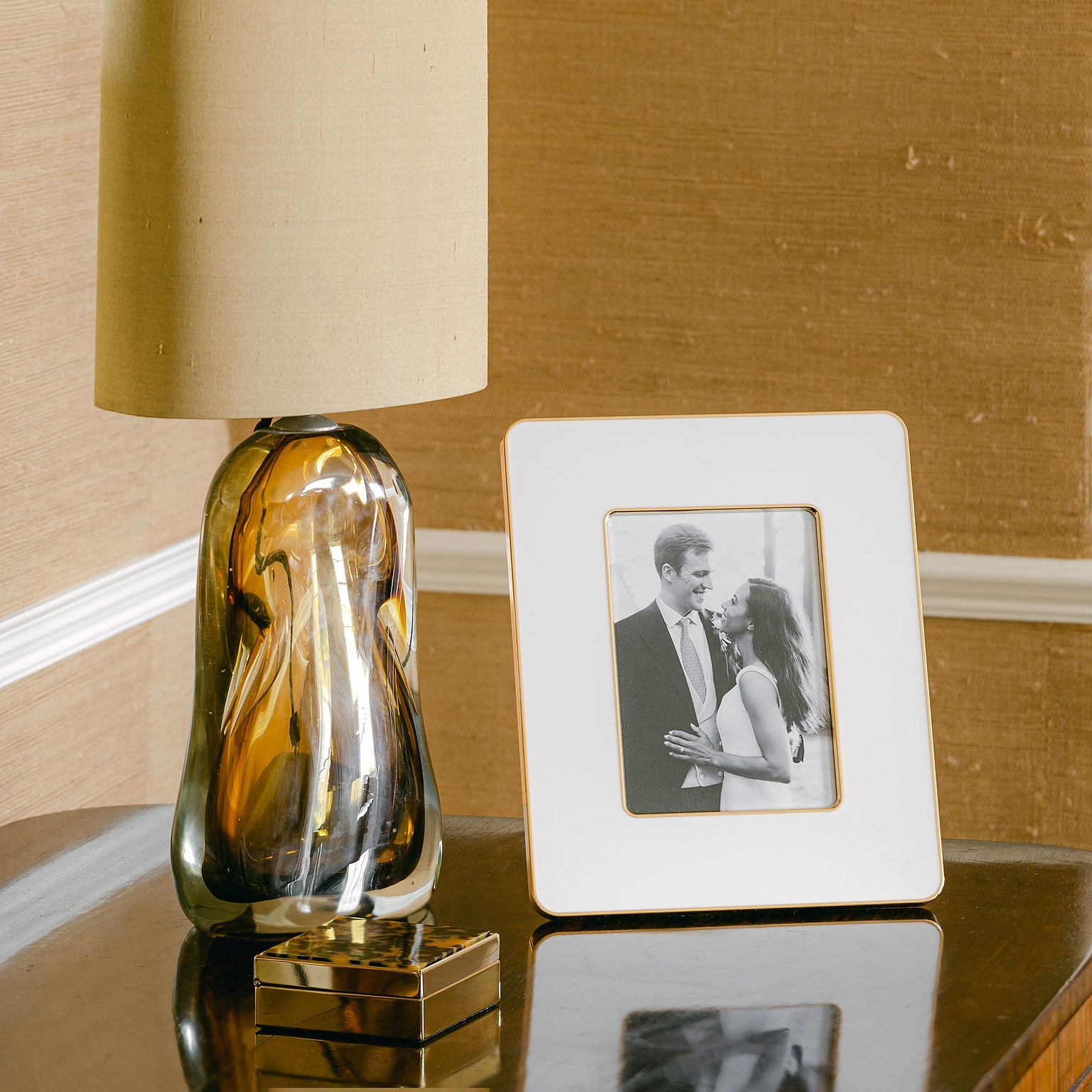 White & Gold Enamel Studio Photo Frame - Addison Ross Ltd UK