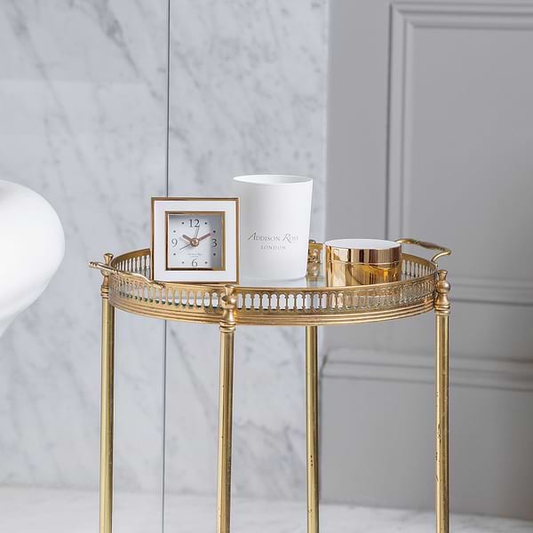White & Gold Square Silent Alarm Clock - Addison Ross Ltd UK