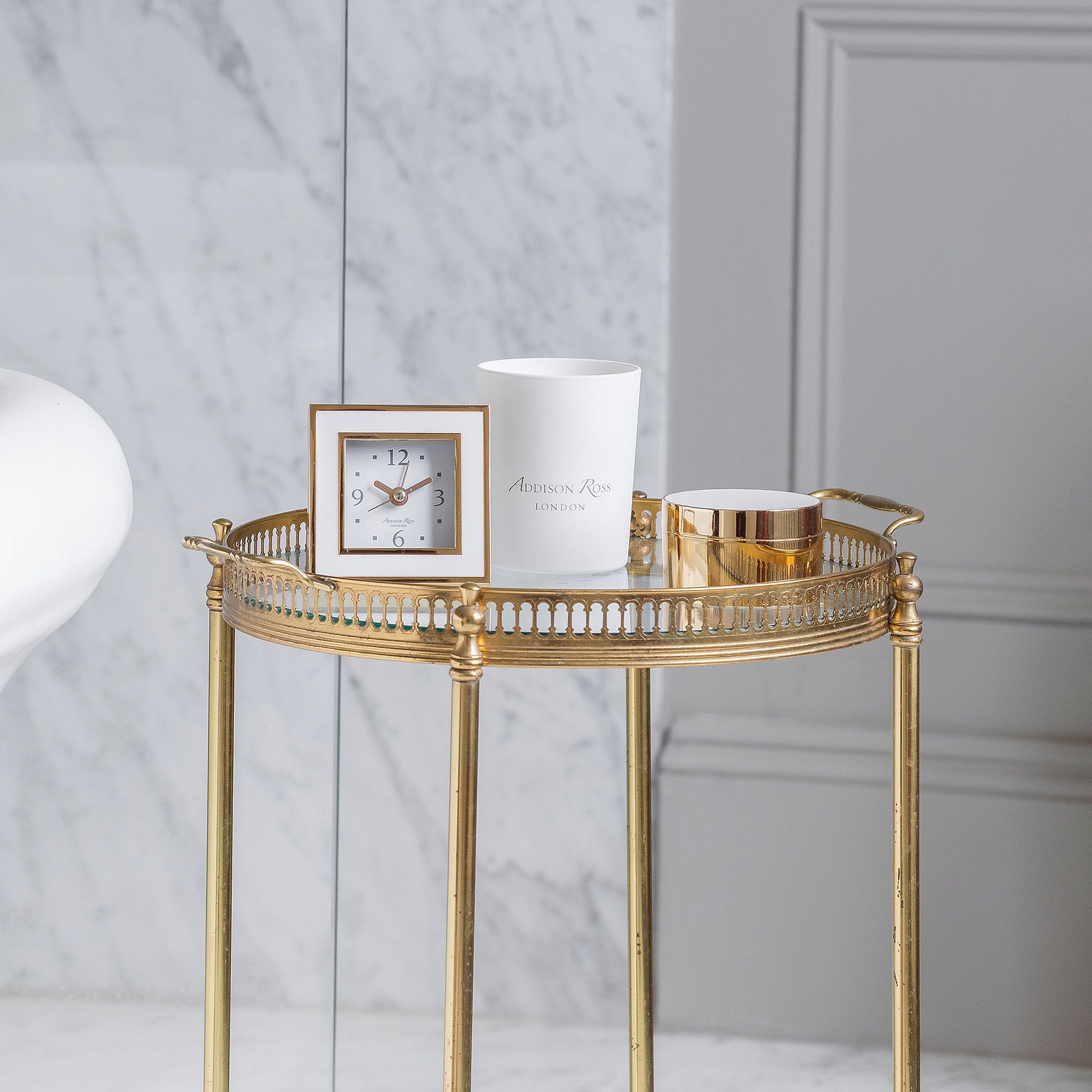 White & Gold Square Silent Alarm Clock - Addison Ross Ltd UK