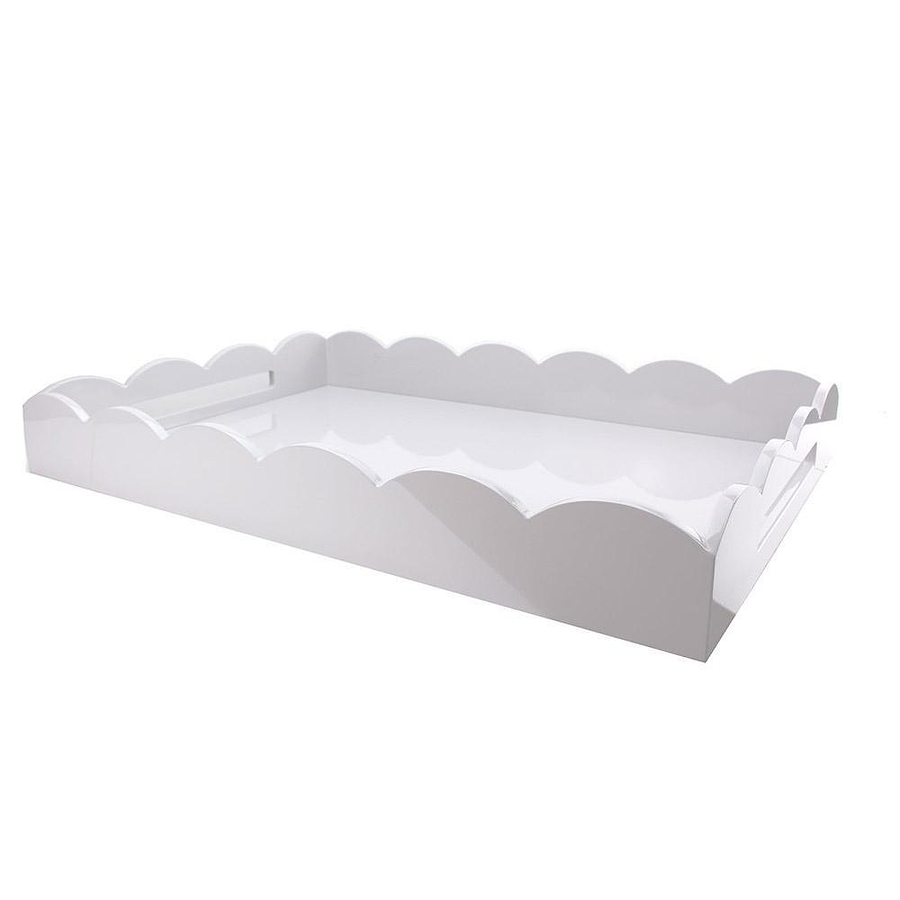 White Large Lacquered Scallop Ottoman Tray - Addison Ross Ltd UK