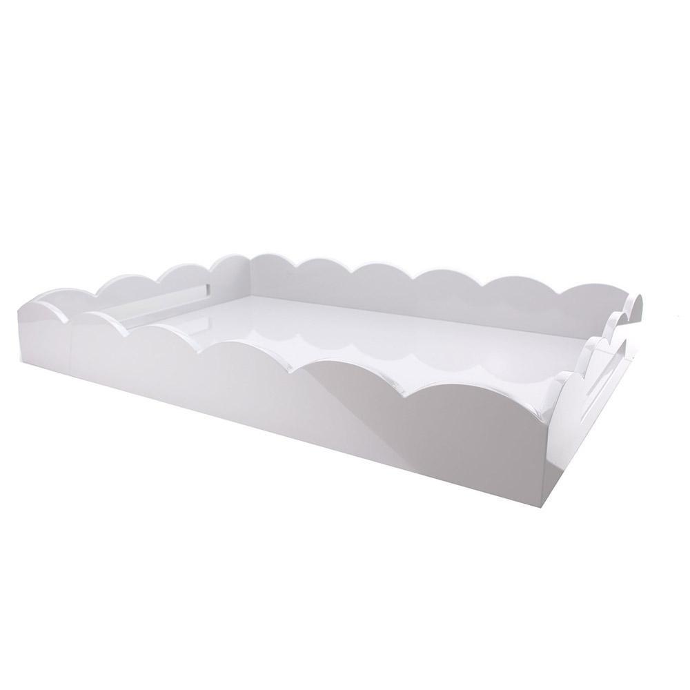 White Large Lacquered Scallop Ottoman Tray - Addison Ross Ltd UK
