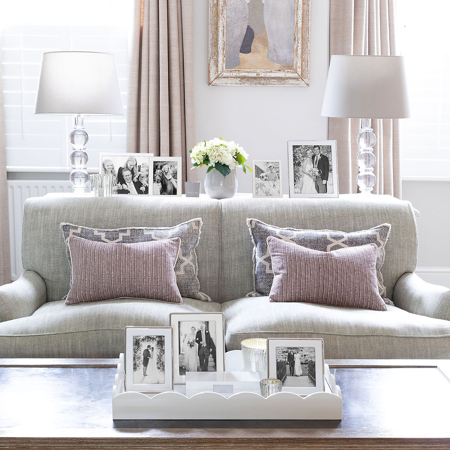 White Large Lacquered Scallop Ottoman Tray - Addison Ross Ltd UK