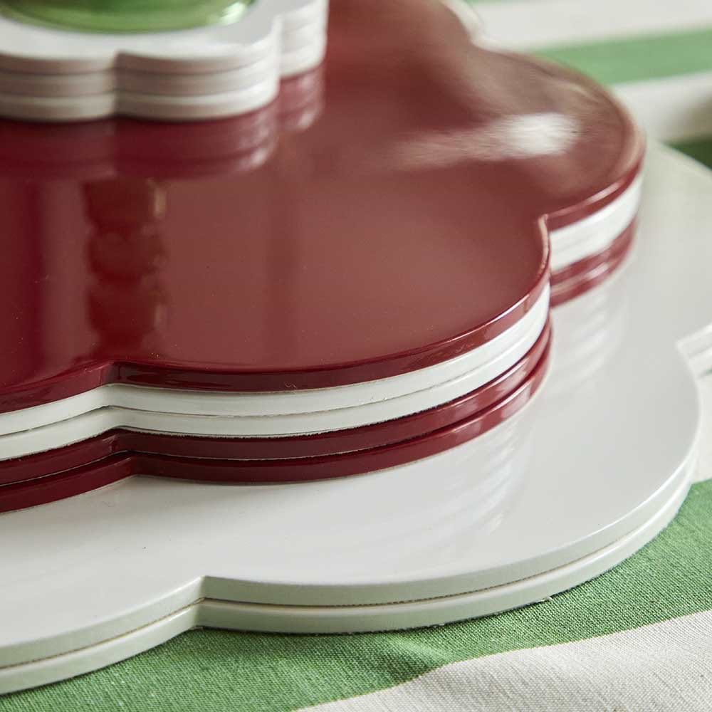 White Large Scallop Lacquer Placemats – Set of 4 - Addison Ross Ltd UK