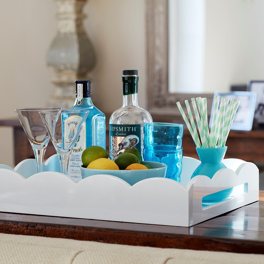 White Medium Lacquered Scallop Serving Tray - Addison Ross Ltd UK