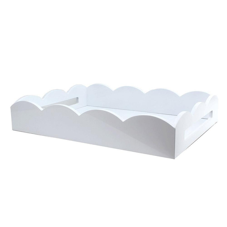 White Medium Lacquered Scallop Serving Tray - Addison Ross Ltd UK