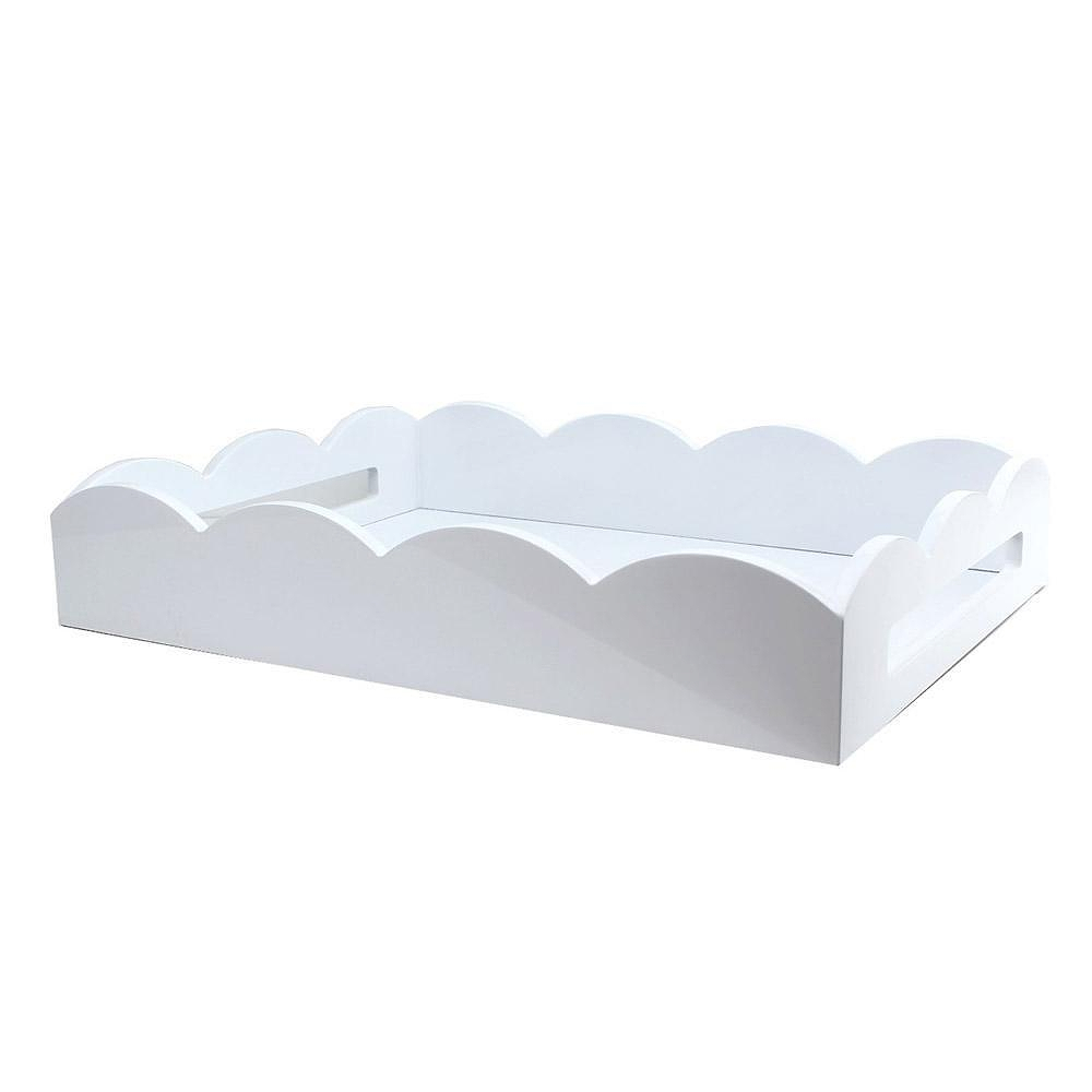 White Medium Lacquered Scallop Serving Tray - Addison Ross Ltd UK
