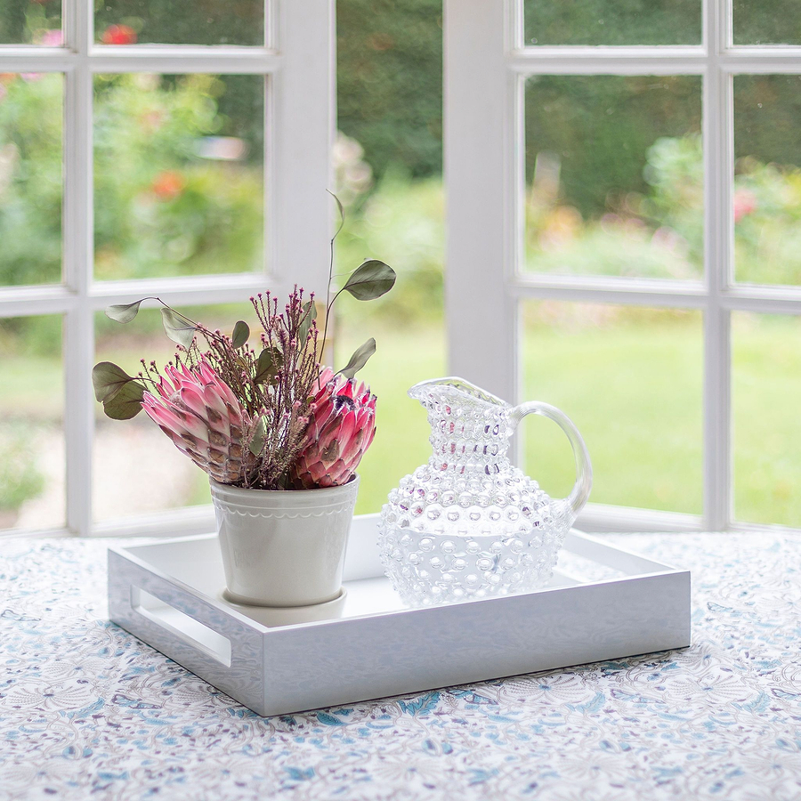 White Medium Lacquered Serving Tray - Addison Ross Ltd UK