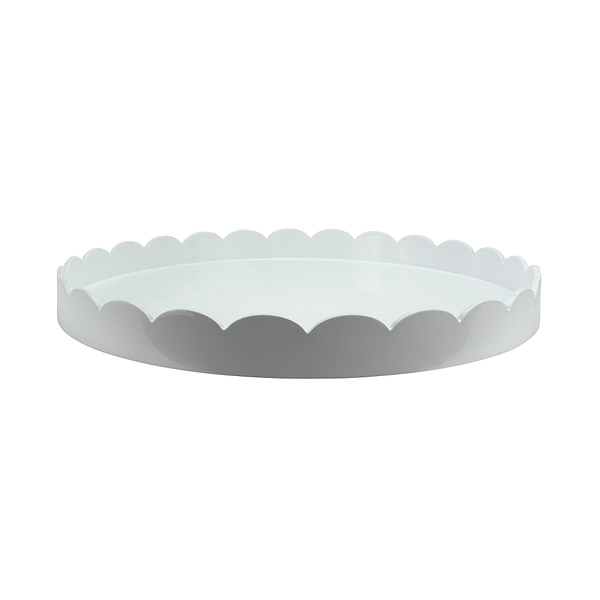 White Round Large Lacquered Scallop Tray - Addison Ross Ltd UK