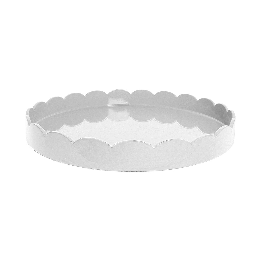 White Round Medium Lacquered Scallop Tray - Addison Ross Ltd UK
