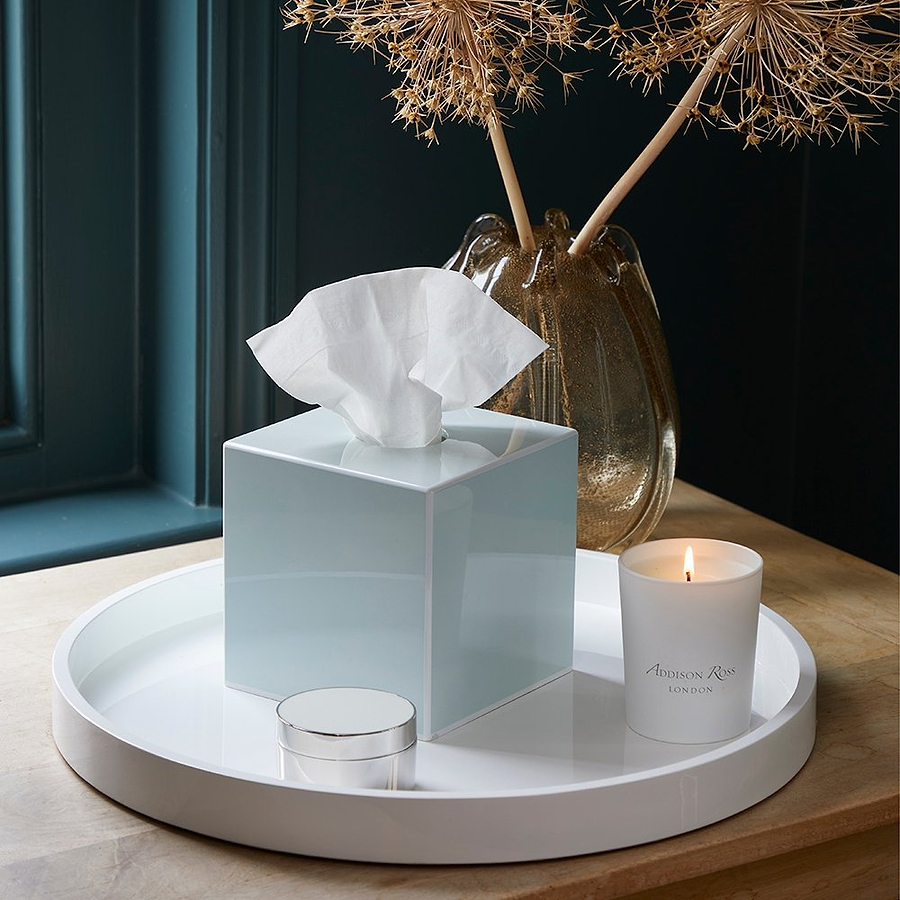 White Round Medium Lacquered Tray - Addison Ross Ltd UK