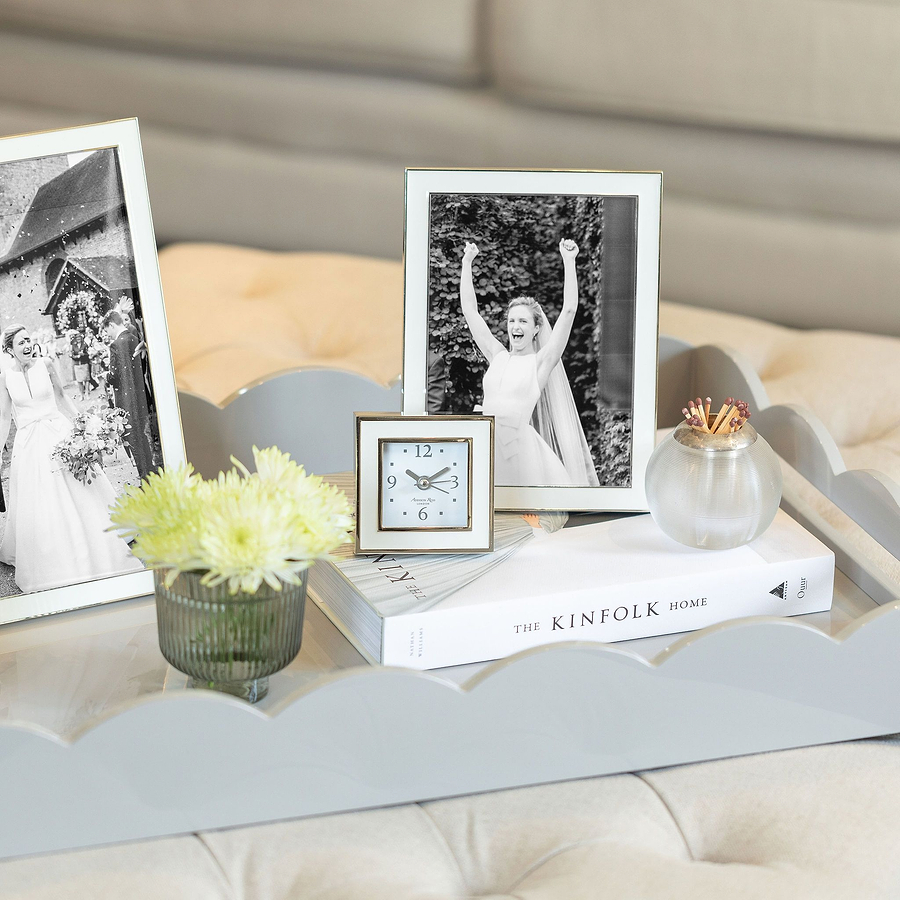 White & Silver Square Silent Alarm Clock - Addison Ross Ltd UK