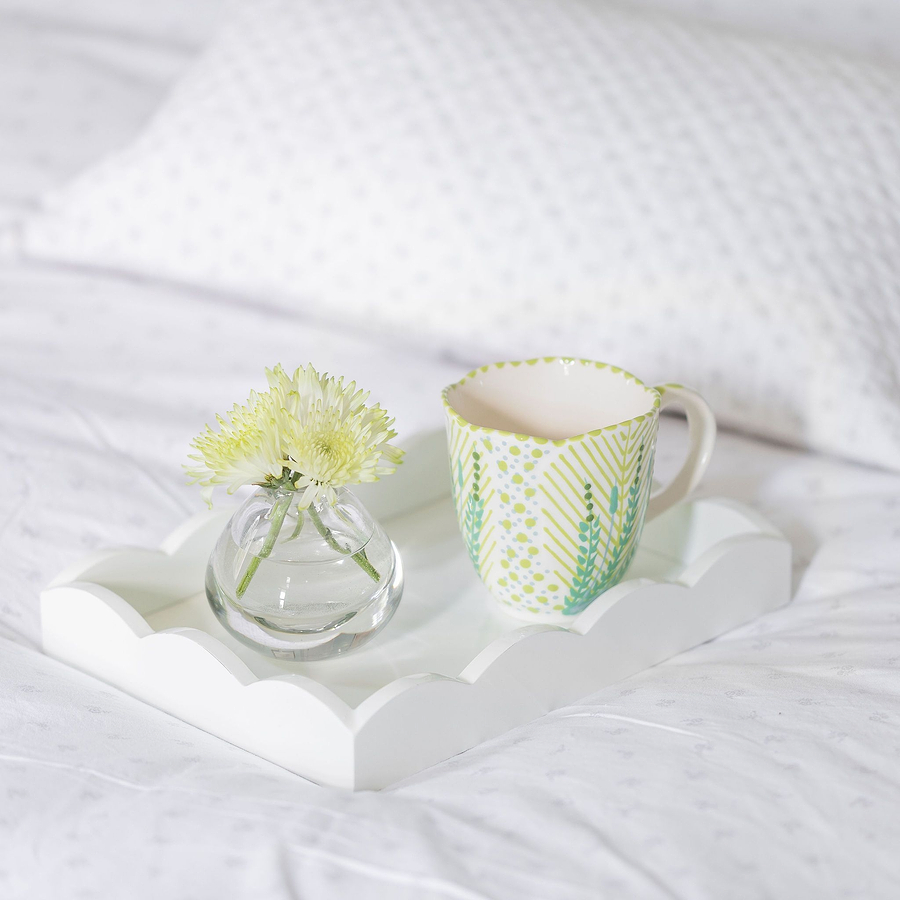 White Small Lacquered Scalloped Vanity Tray - Addison Ross Ltd UK