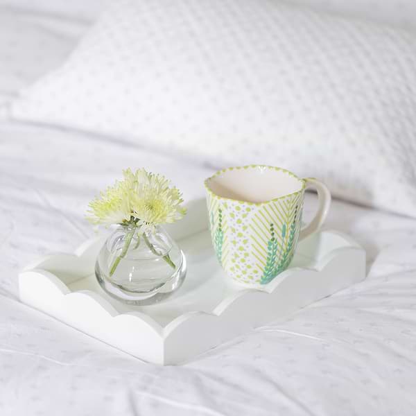 White Small Lacquered Scalloped Vanity Tray - Addison Ross Ltd UK