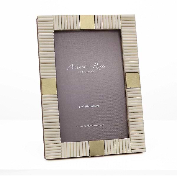 White Striped Bone 4 x 6 Photo Frame