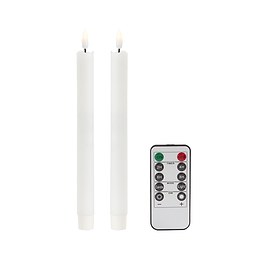White Wax LED Candles - Set of 2