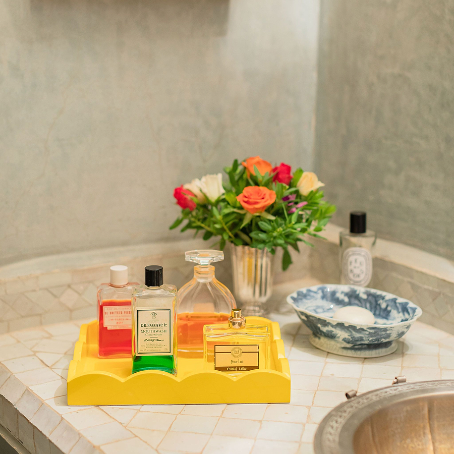 Yellow Small Lacquered Scalloped Tray - Addison Ross Ltd UK