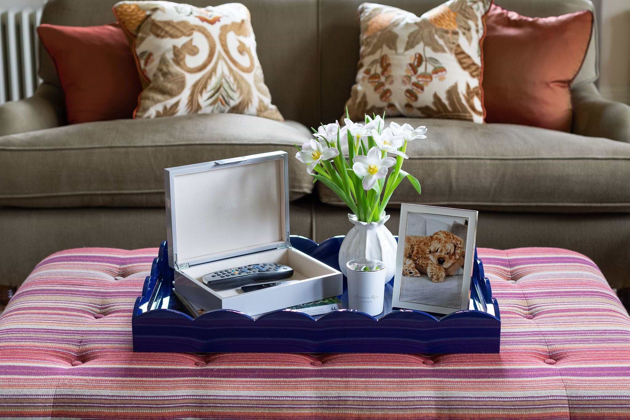 Large Chiffon Lacquer Storage Box finished with a silver plated clasp and matching hinges