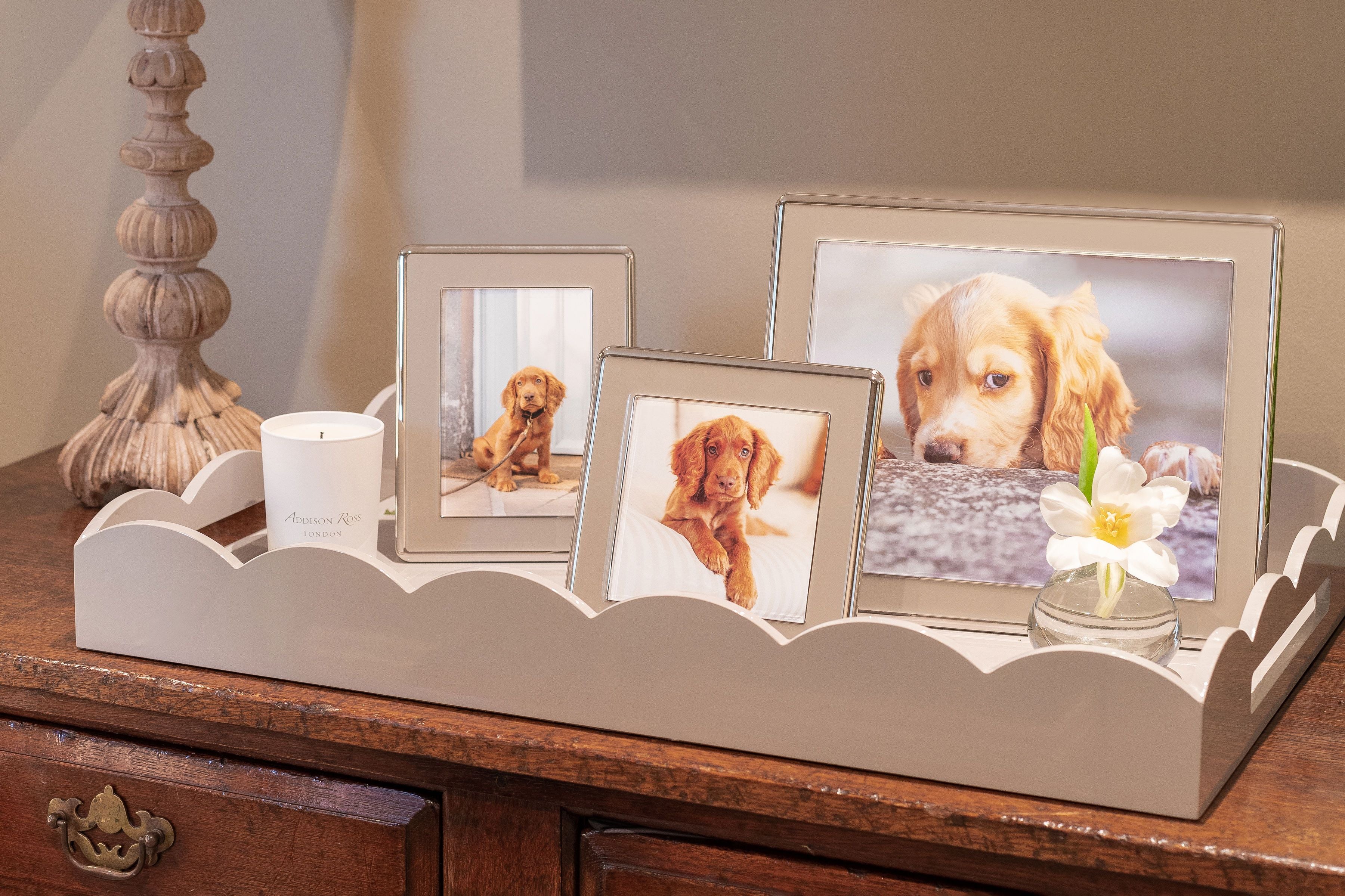 8x10, 4x6, 5x5 in. Pebble Enamel Wide Picture Frames with Silver Trim - Landscape, Square & Portrait