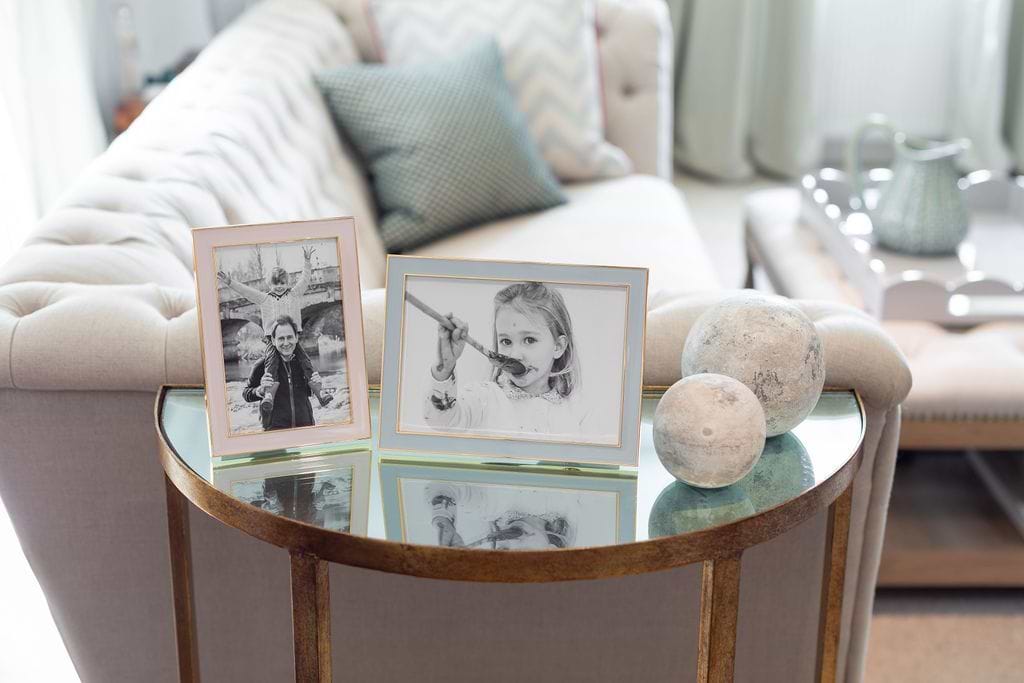 8x10 in. Gold Trim Pink & Powder Blue Enamel Photo Frames - Landscape & Portrait
