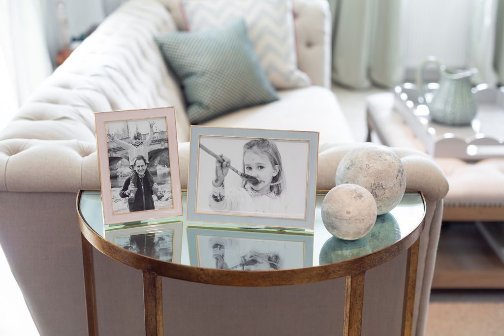 8x10 in. Gold Trim Pink & Powder Blue Enamel Photo Frames - Landscape & Portrait