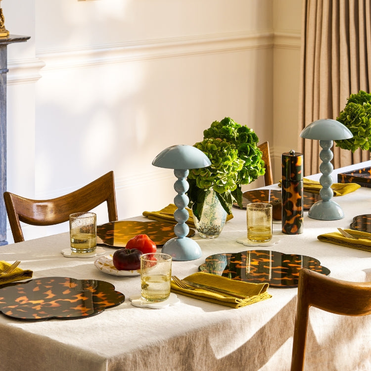 Clean, simple dining table surface before styling