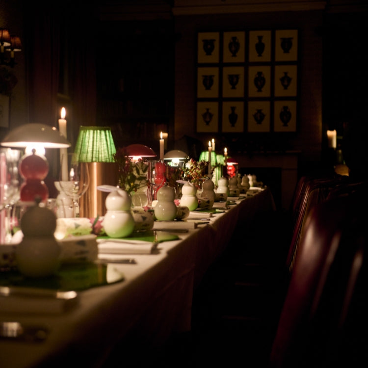 Finished dining table styling with coordinated tableware