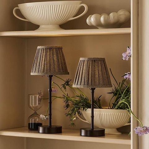 Herringbone Beige Empire Lampshade - 6"