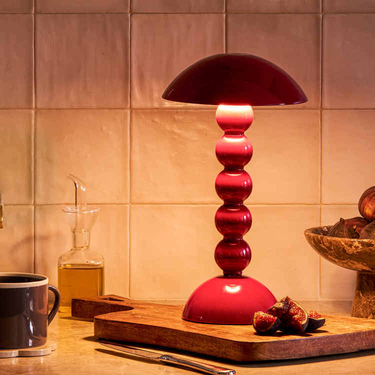 Red Rechargeable Bobbin Lamp - Lacquer LED Lamp – Addison Ross Ltd USA