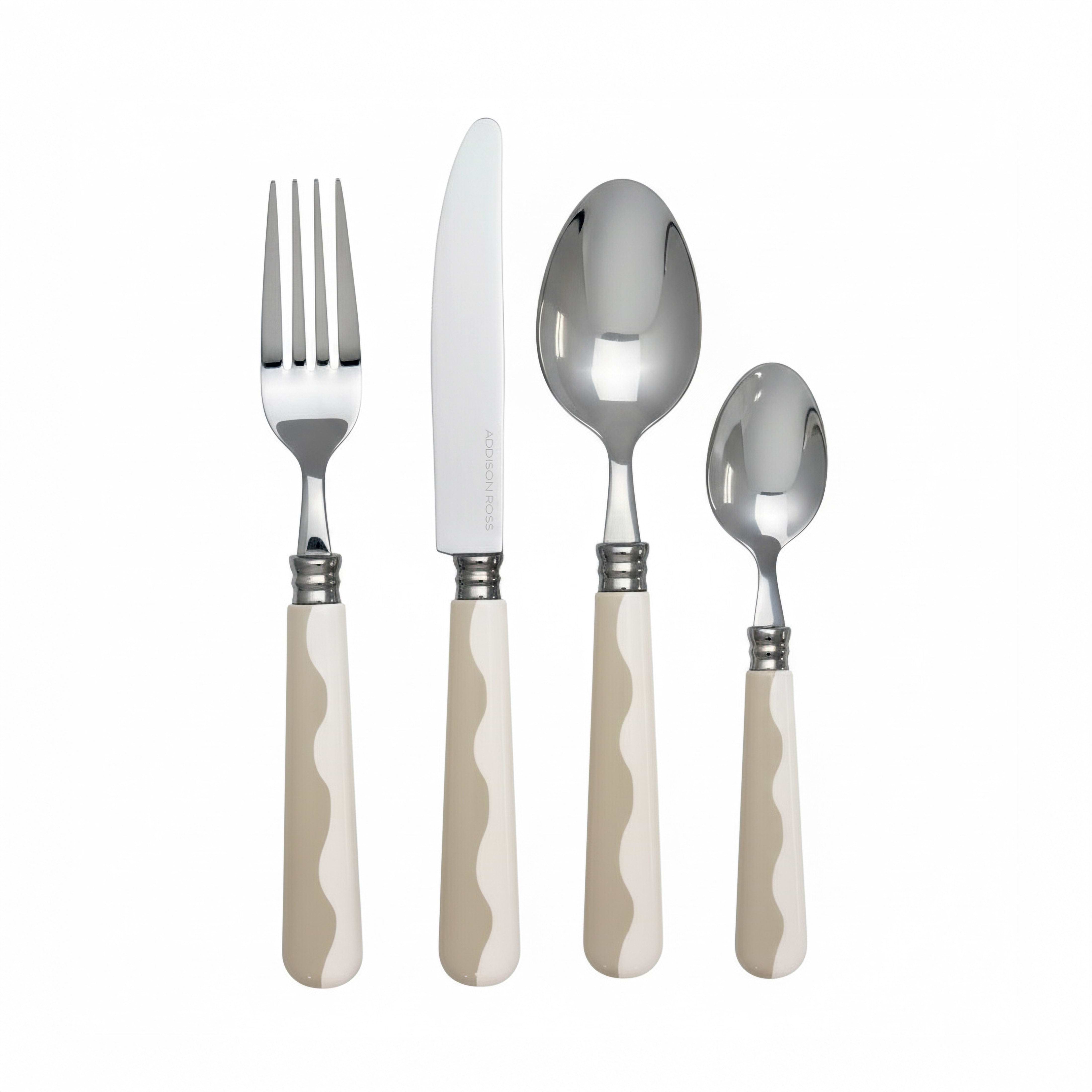 Wave Flatware - Cappuccino & White (16‑Piece Set)