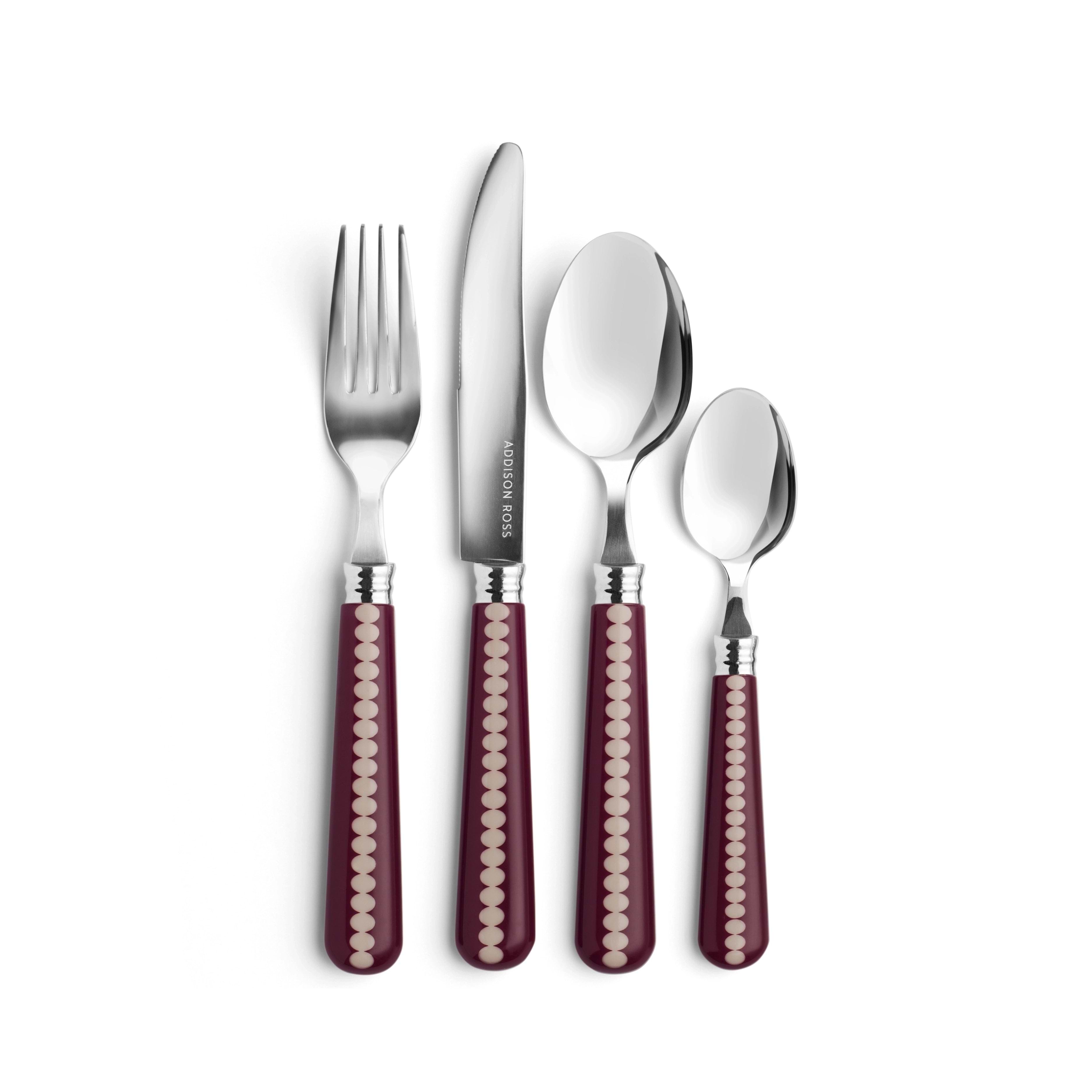 Cherry & Cappuccino Bobbin Flatware - 16-Piece Set