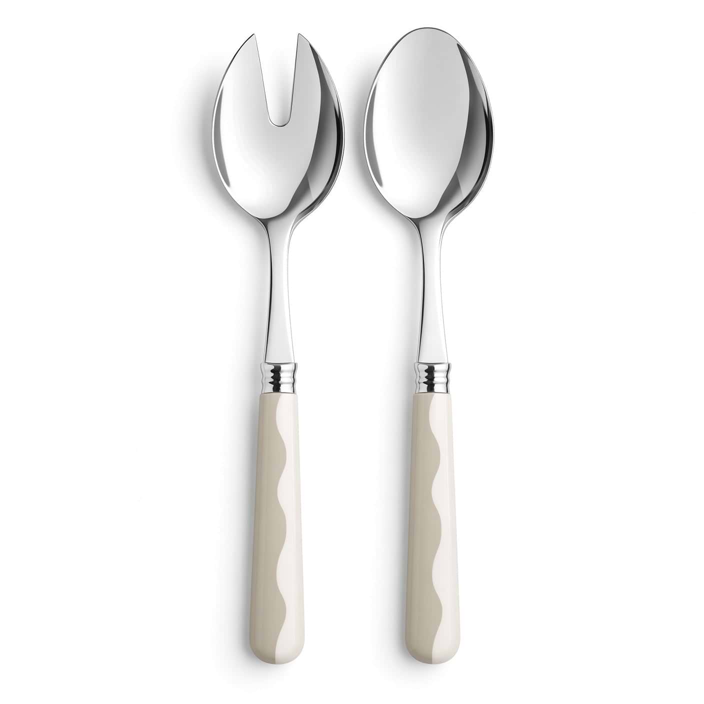 Wave Salad Servers - Cappuccino & White (2‑Piece Set)