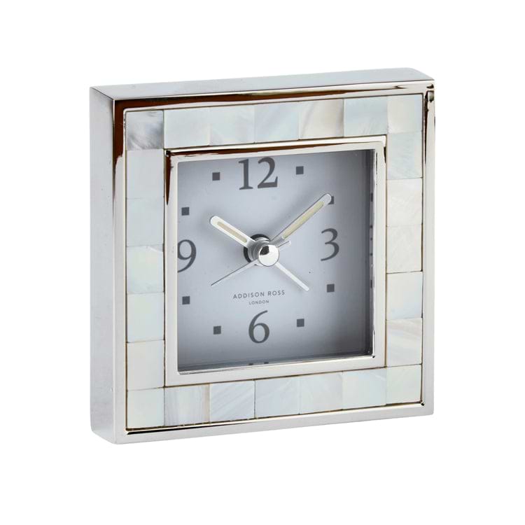 Mother of Pearl Shell & Silver Square Alarm Clock – Addison Ross