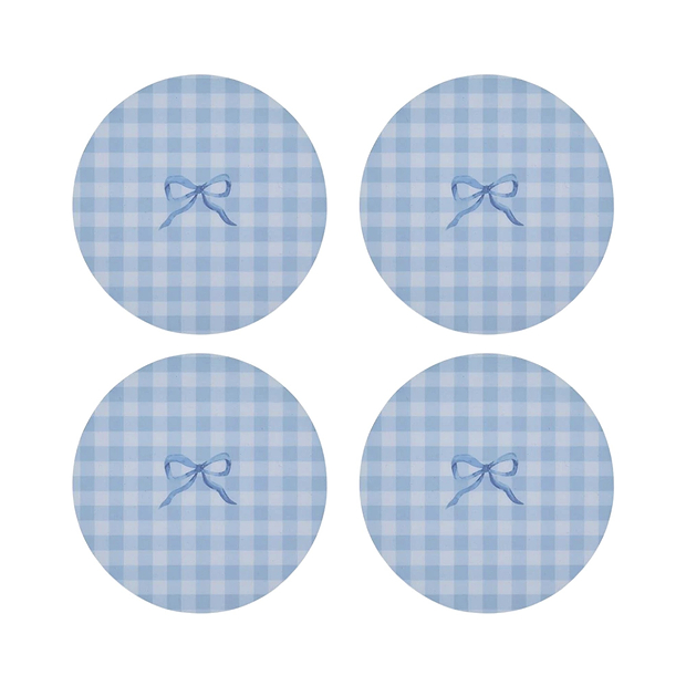 Blue Gingham Coasters- Set of 4
