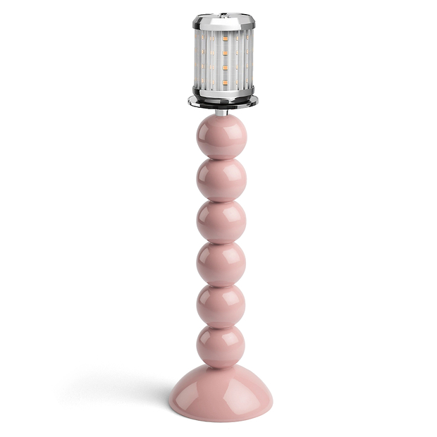 Tall Mauve Bobbin Lacquered Lamp Base & Rechargeable Bulb - 34cm