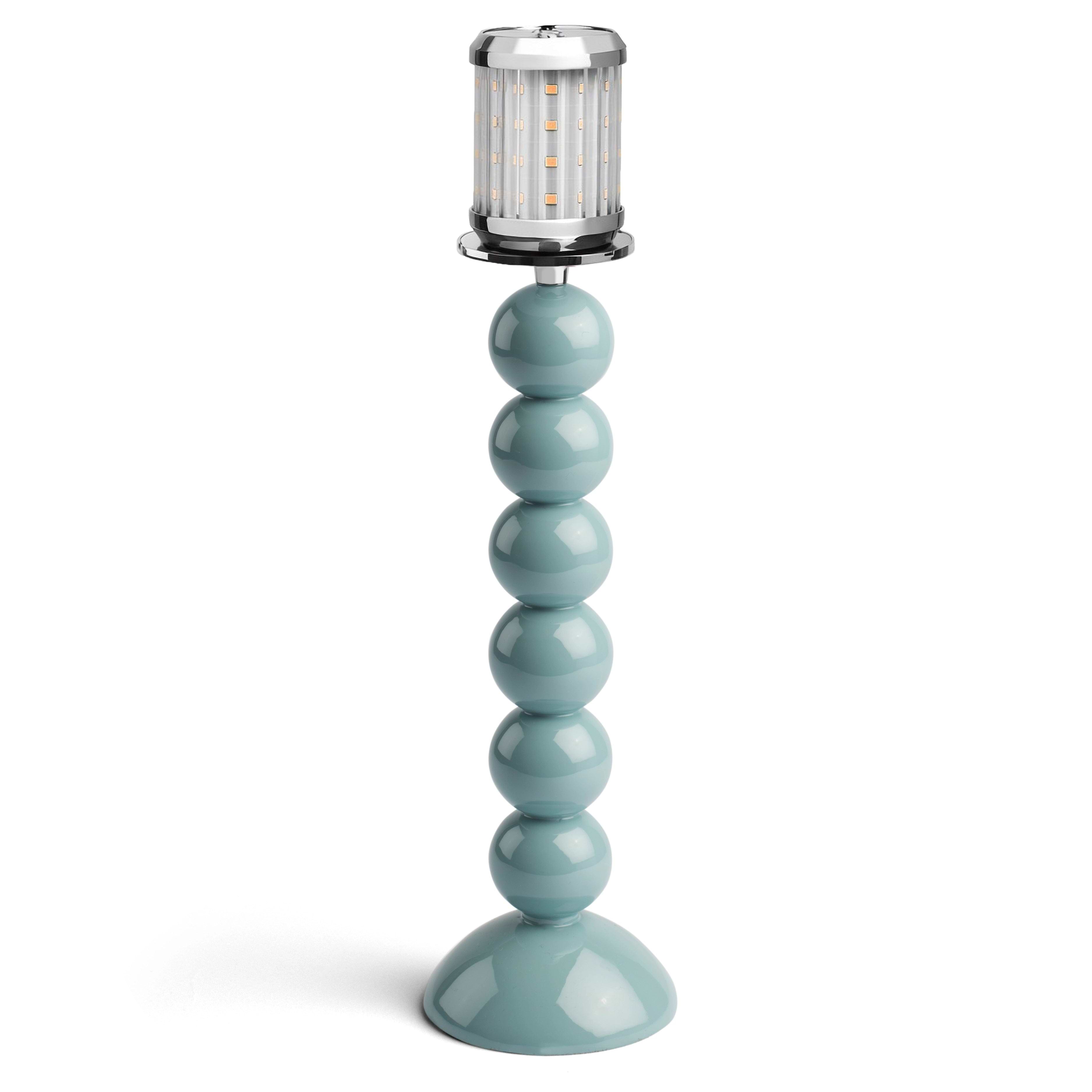 Tall Chambray Bobbin Lacquered Lamp Base & Rechargeable Bulb - 34cm