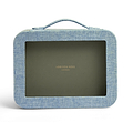Light Blue Grasscloth & Khaki Suede Interior Mahjong Travel Case