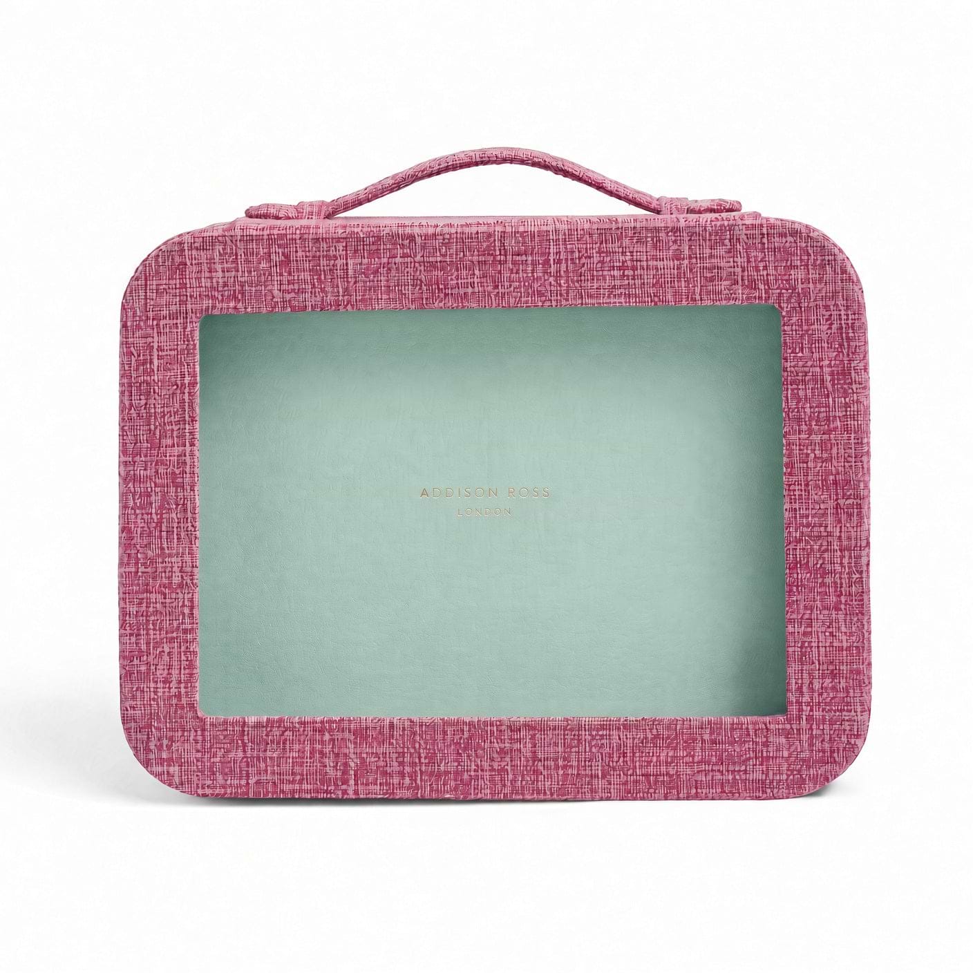Pink Grasscloth & Eau de Nil Suede Interior Mahjong Travel Case