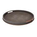 Large Round Anthracite Shagreen Tray