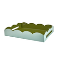 Eau De Nil & Khaki Lacquered Scallop Medium Two-Tone Tray
