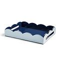 Pale Denim & Navy Lacquered Scallop Medium Two-Tone Tray